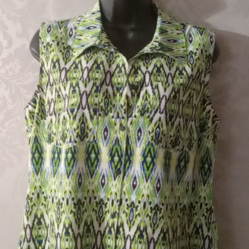 Notations Sleeveless Button Down Shirt M - Picture 2 of 6